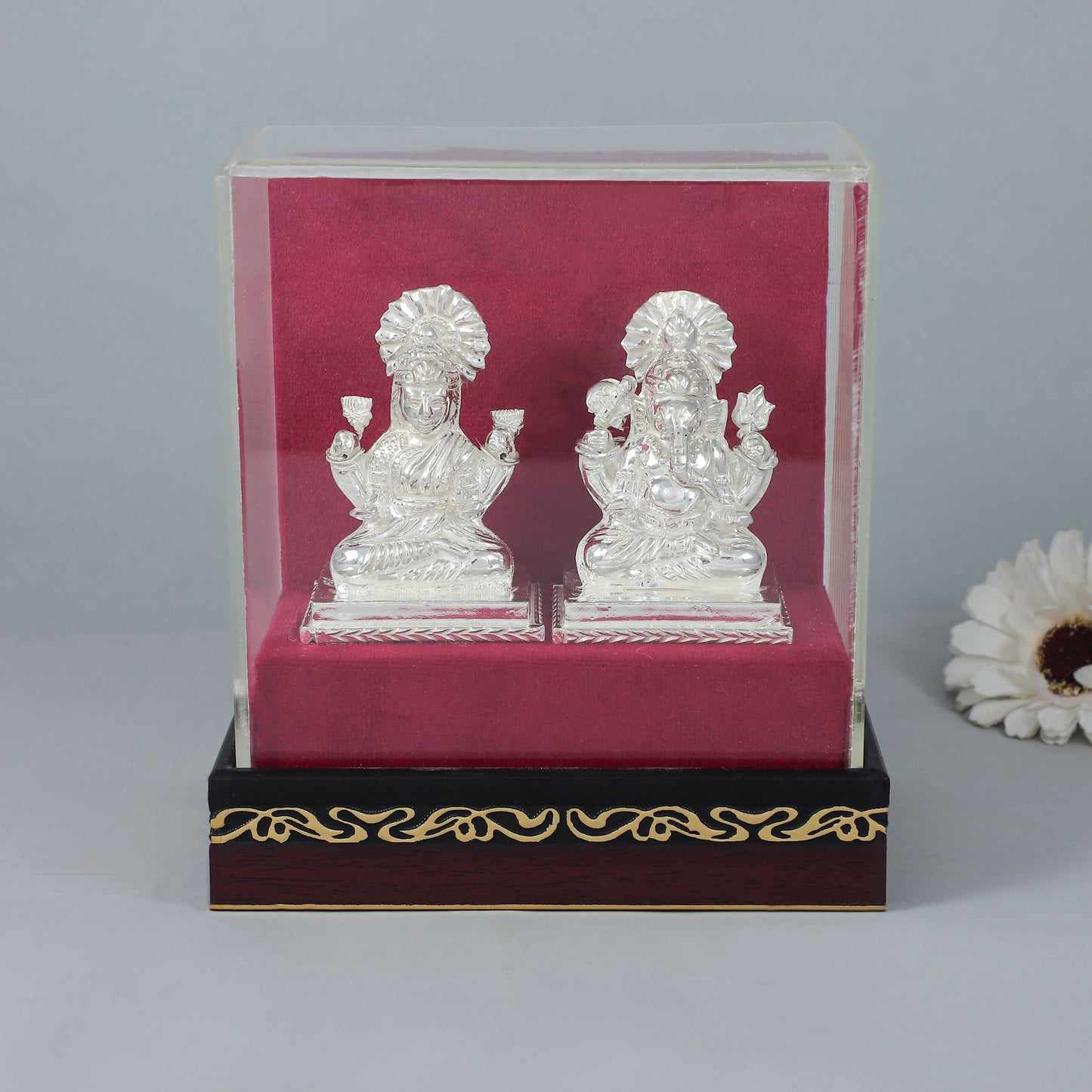 Auspicious Lakshmi Ganesh Silver Idol