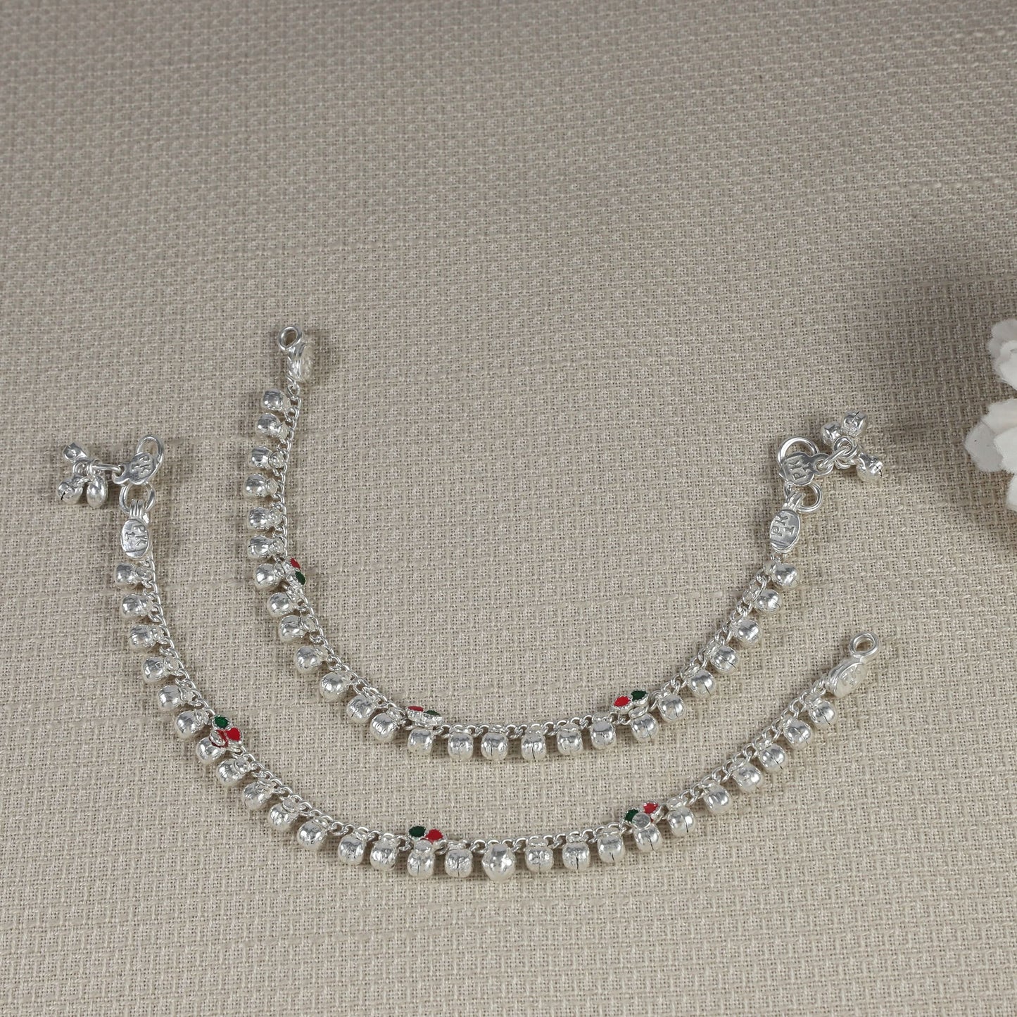 Pihu Minimal Bell Silver Baby Anklets