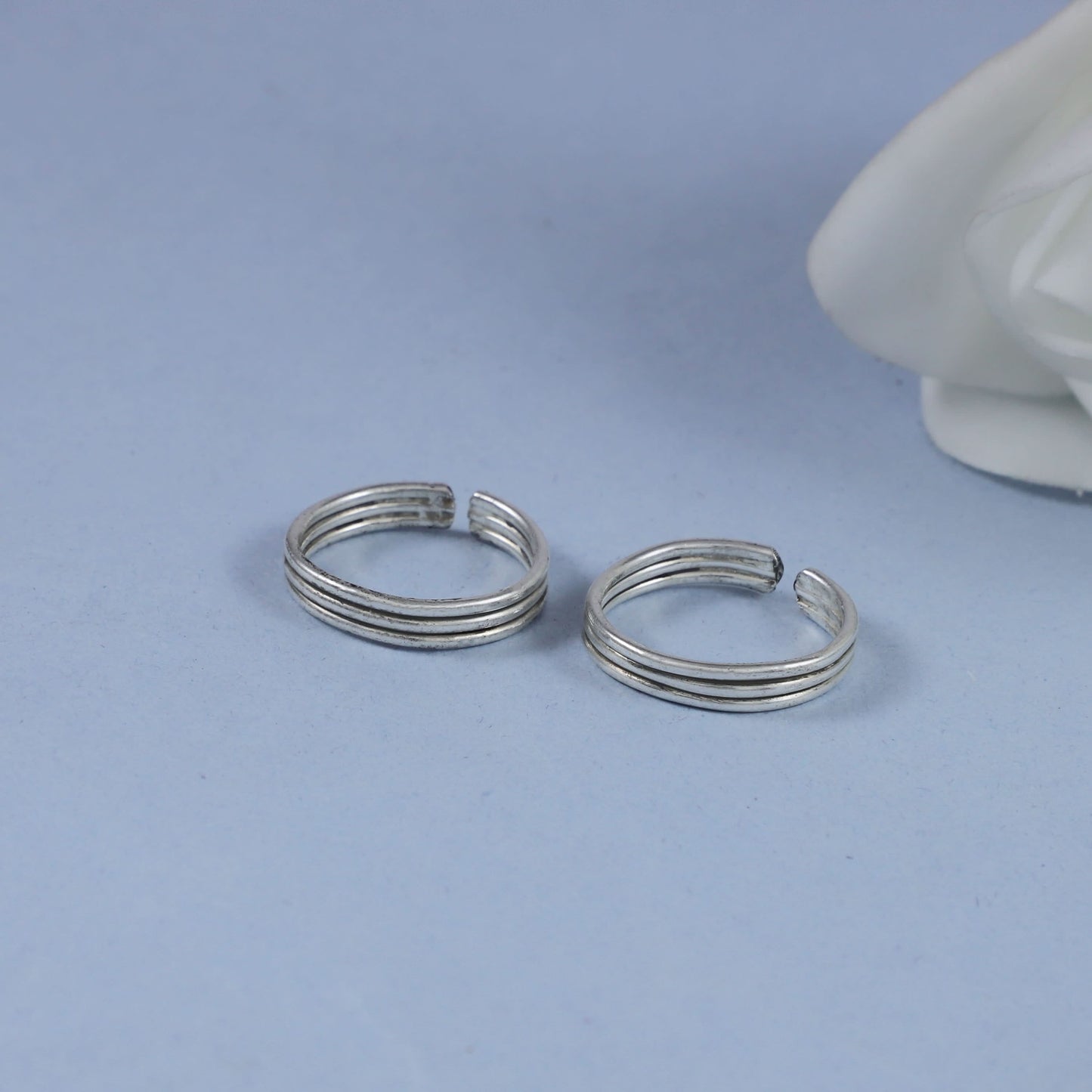 Minimal Triple Line Silver Toe Rings