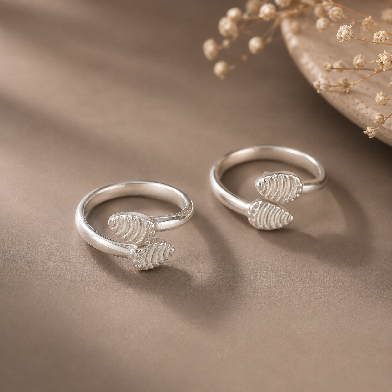 Disha Delicate Bud Silver Toe Rings