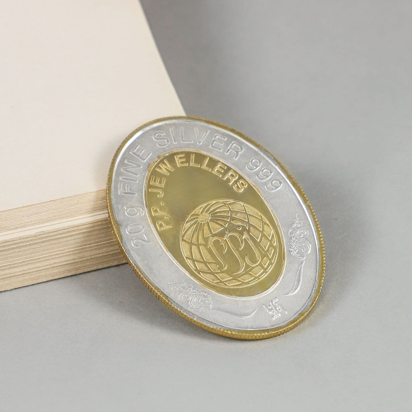 Rajat Raja Coin-Elegant gold-polished silver coin featuring King George