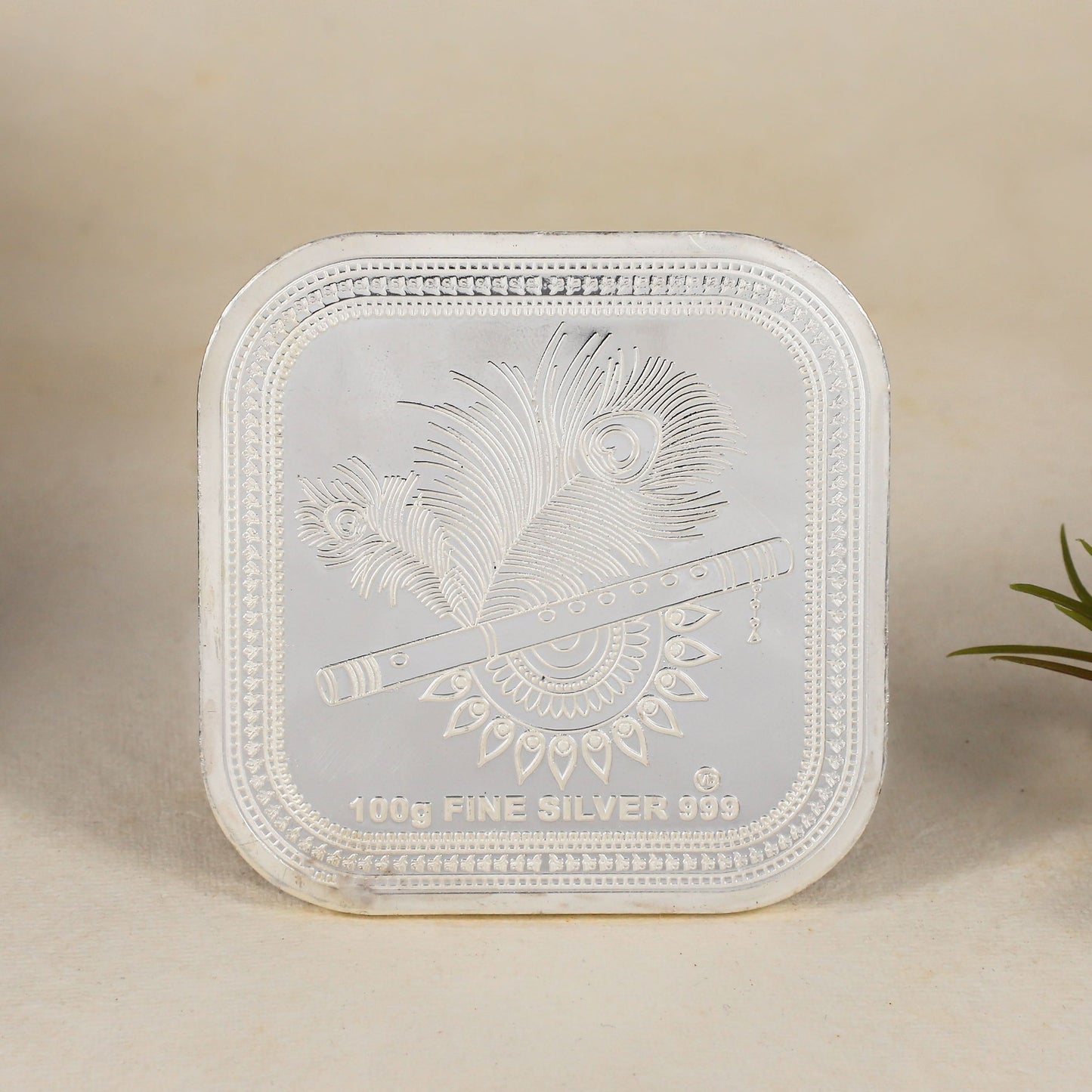 Radha Krishna Rasleela Coin-Elegant square design.