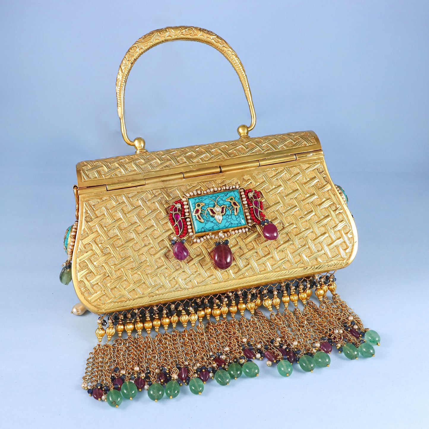 Handcrafted Temple Work Silver Purse