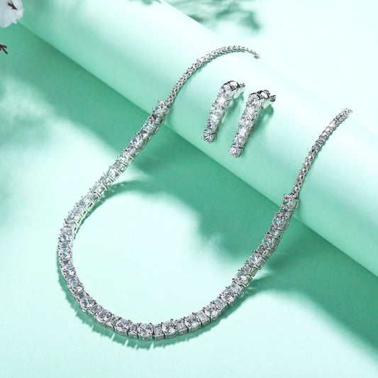 Lavika Elegant Swarovski Zirconia Silver Necklace Set