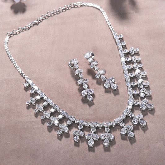 Aarya Charming Swarovski Zirconia Silver Necklace Set