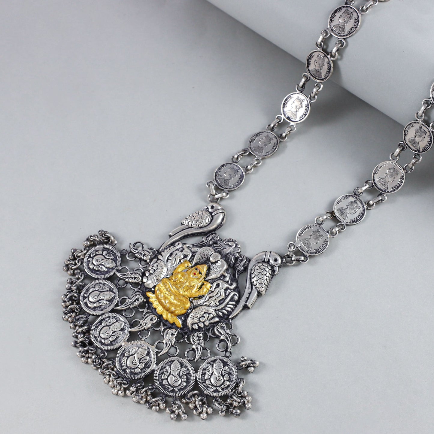Suhana Lakshmi Silver Coin Necklace