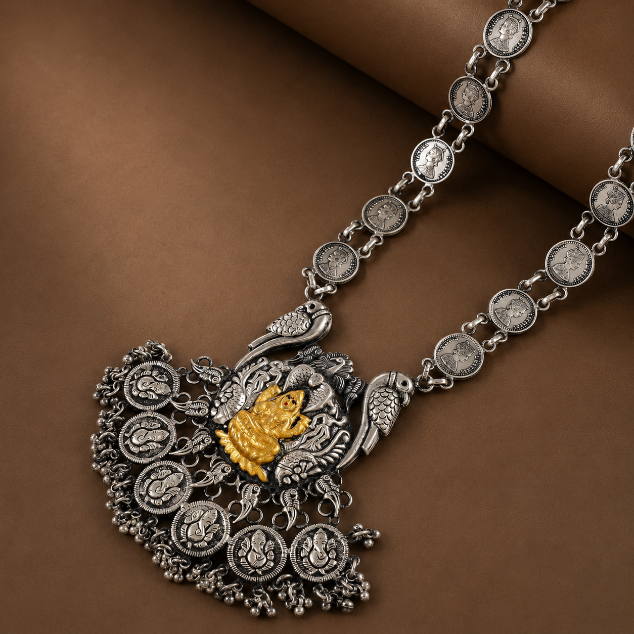 Suhana Lakshmi Silver Coin Necklace
