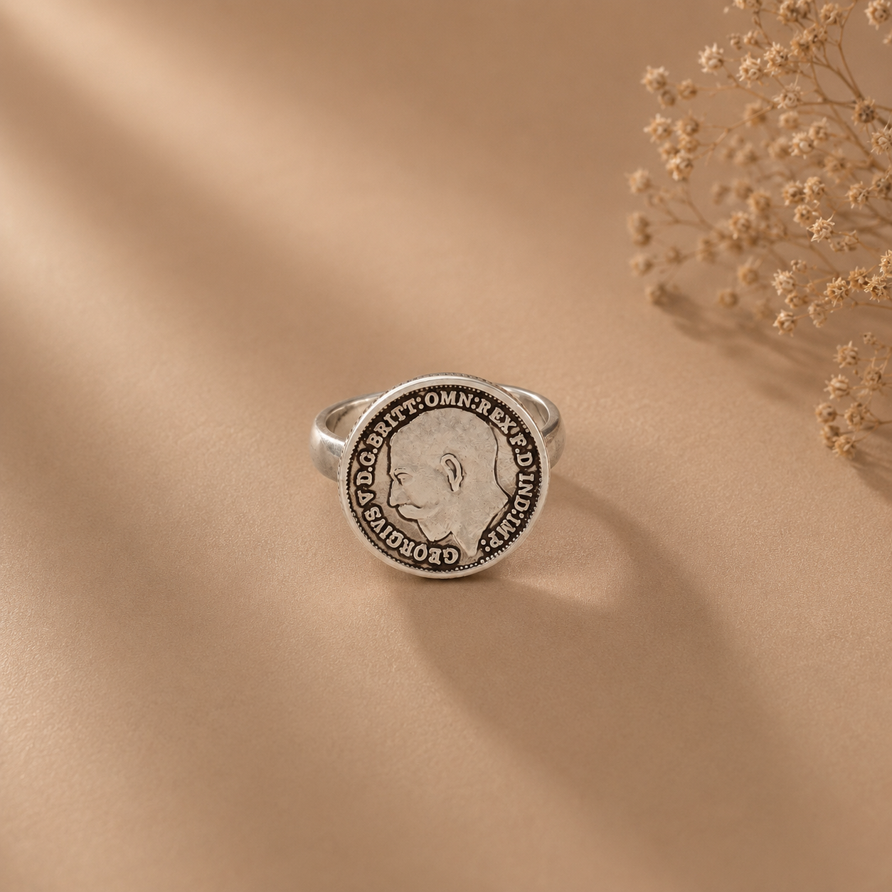 Georgive Coin Statement Silver Ring For Him