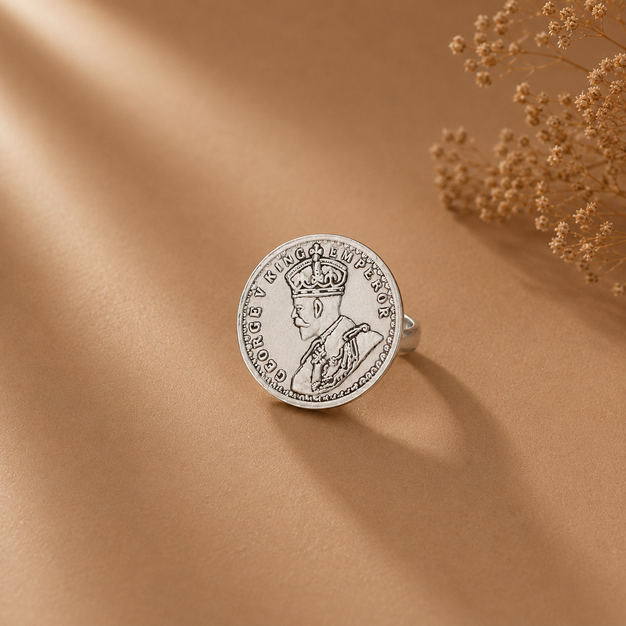 Samar Antique King Coin Silver Ring For Him