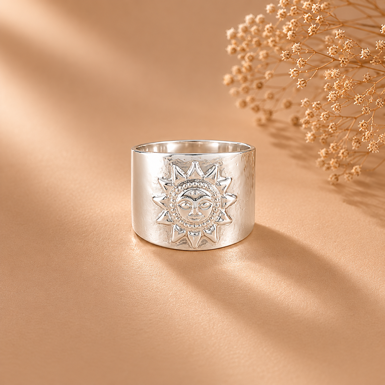 Anvay Divine Sun Glow Silver Ring For Him