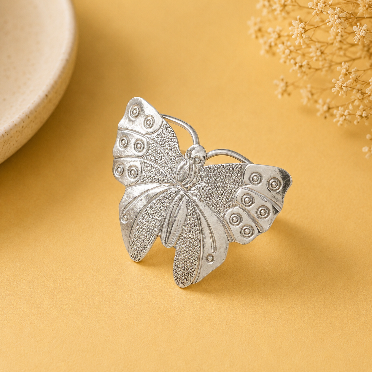 Ojasvi Elegant Butterfly Design Silver Ring