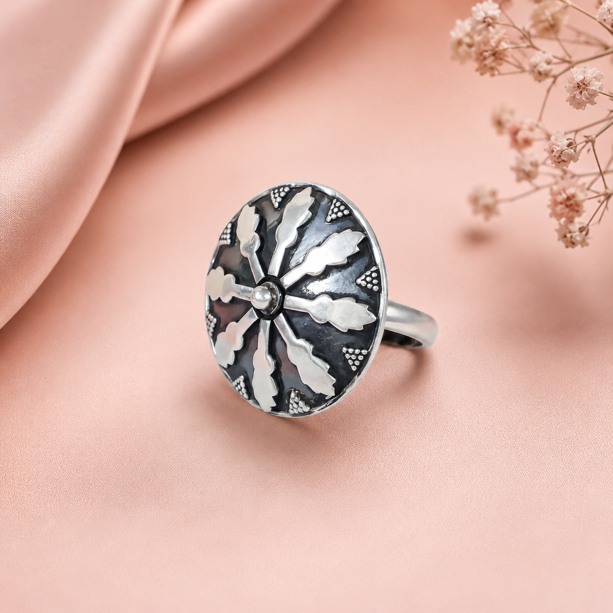 Avni Floral Aura Silver Ring