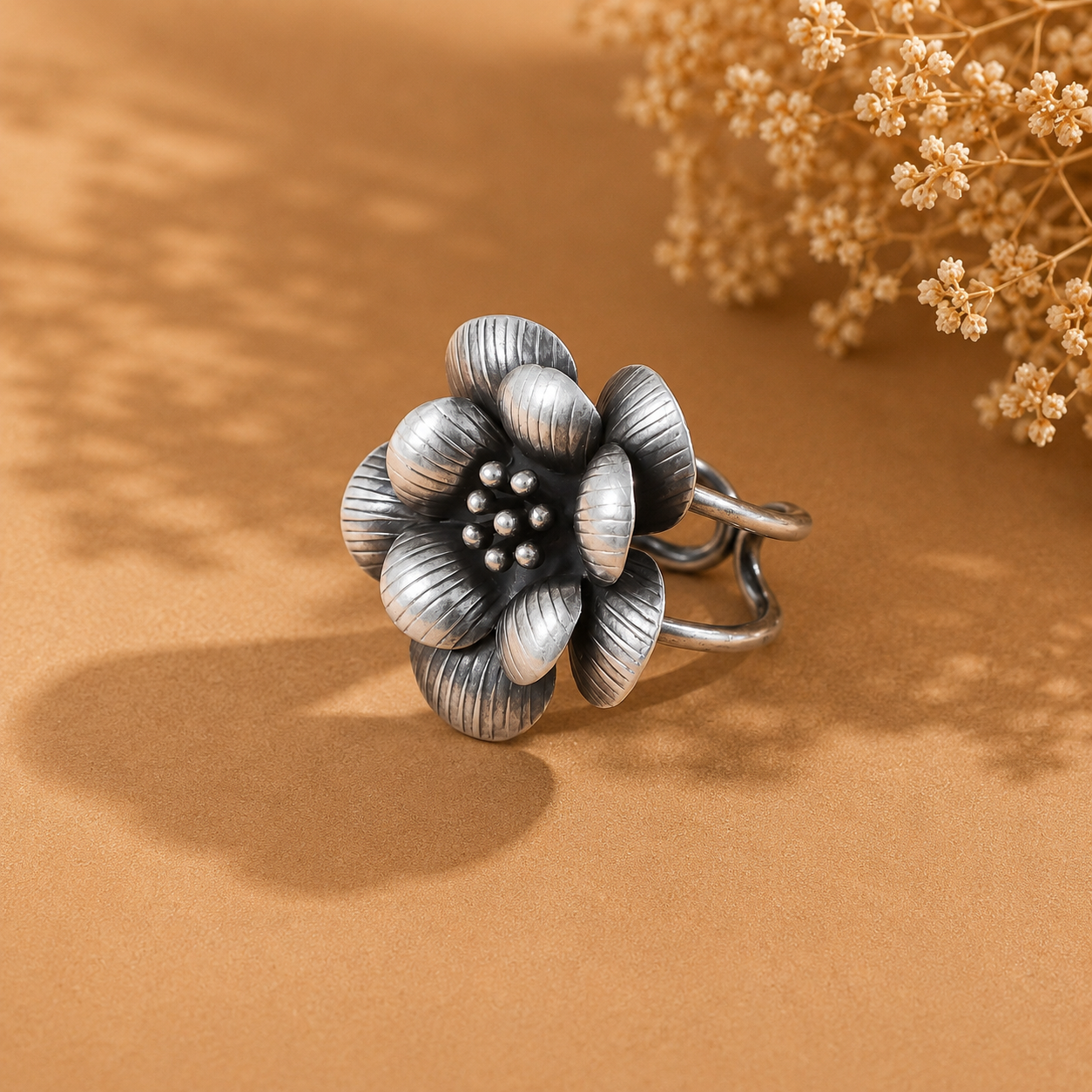 Shreya Beautiful Flower Design Silver Ring