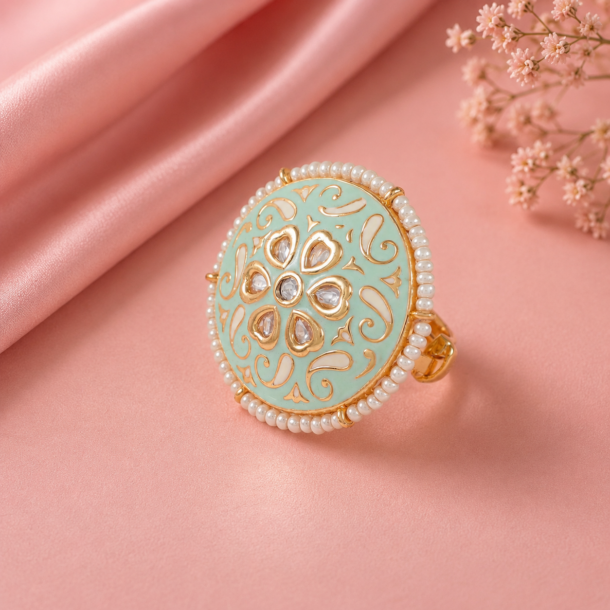 Akruti Pearl Crown Bloom Silver Ring
