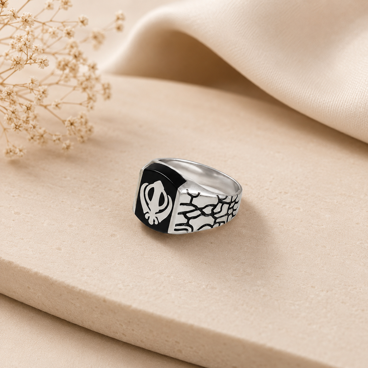 Sikh Power Band Silver Ring For Him