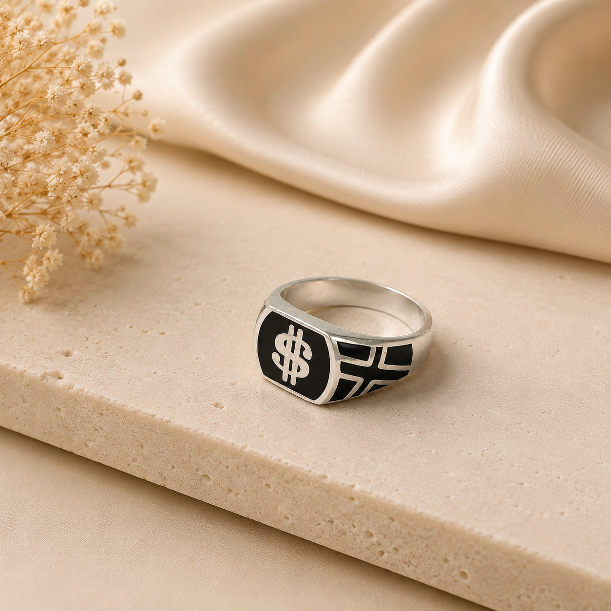 Aaryan Dollar Silver Ring for Him