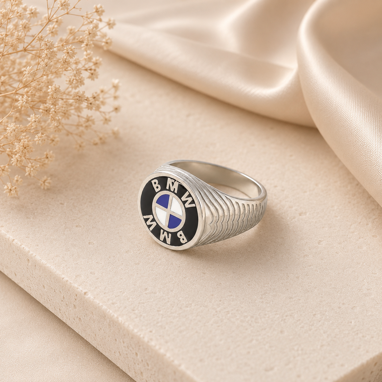 Avik BMW Logo Silver Ring For Him