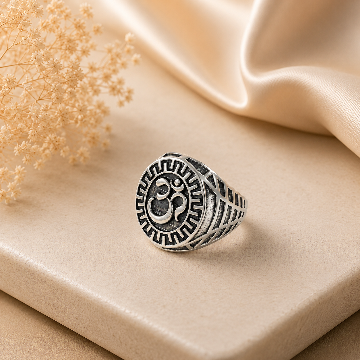 Dilip Sacred Om Legacy Silver Ring For Him