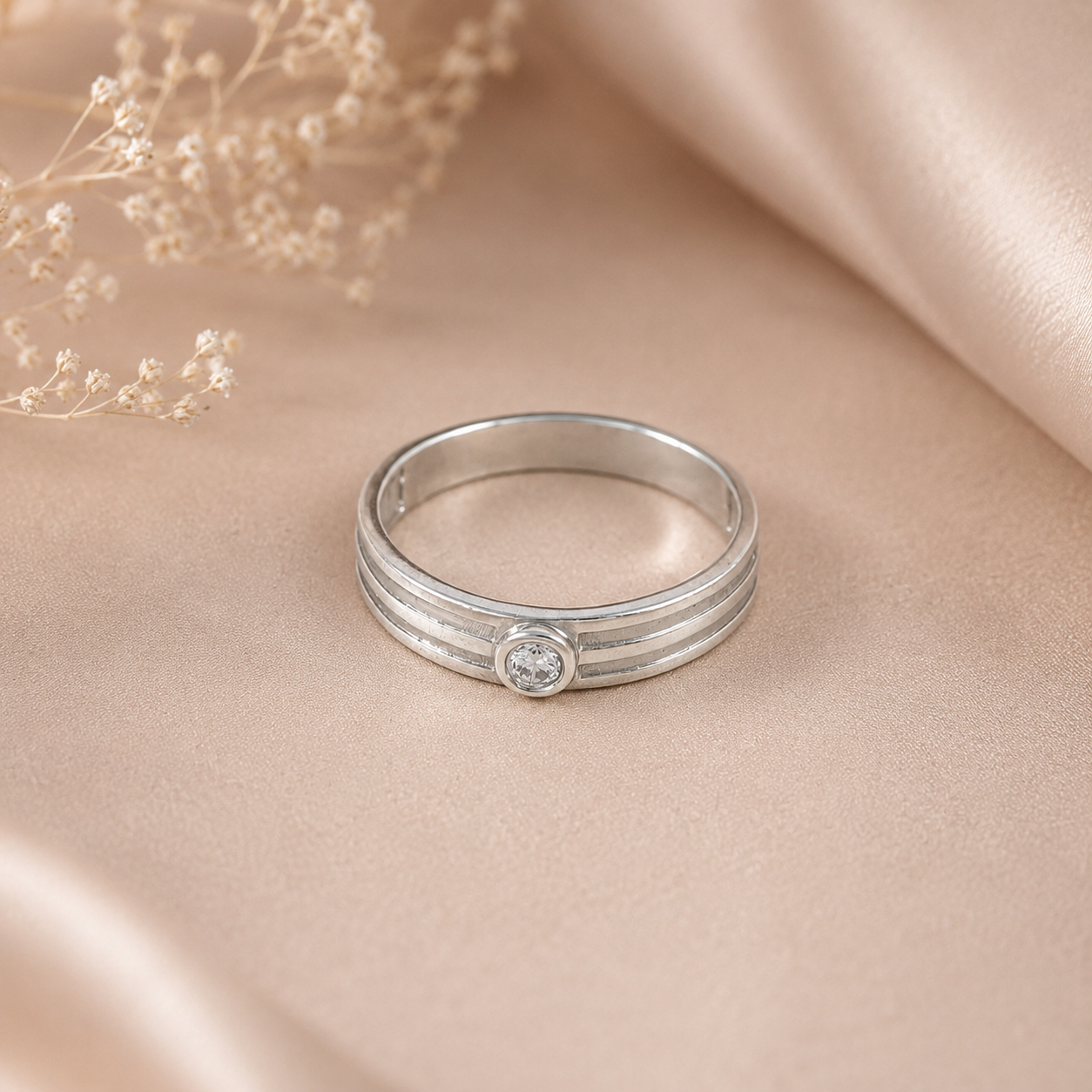 Arjun Linear Spark Silver Band For Him