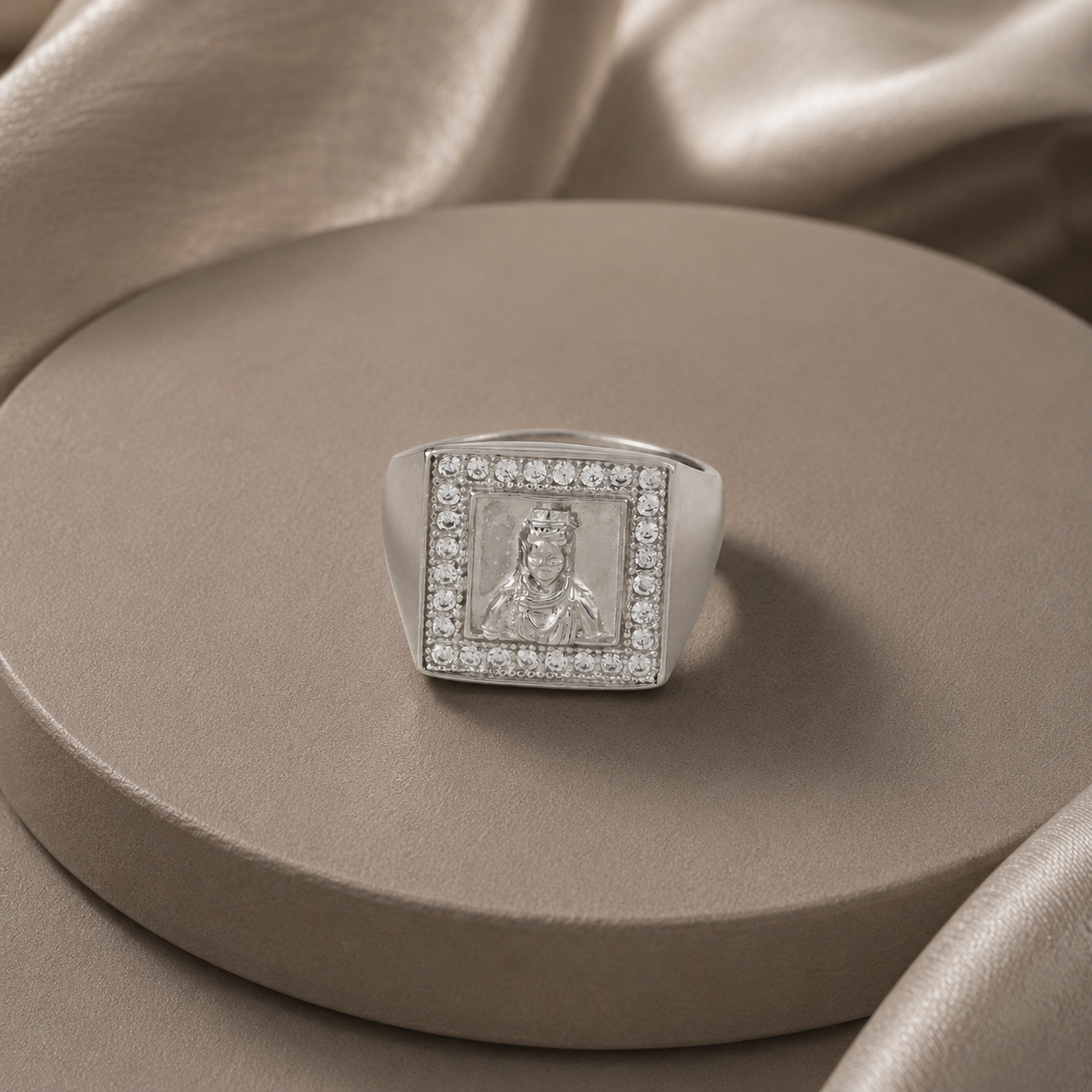 Yug Square Engraved Silver Ring For Him