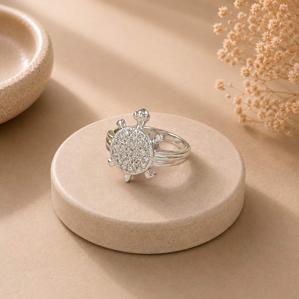 Gautam Glow Turtle Silver Ring For Him