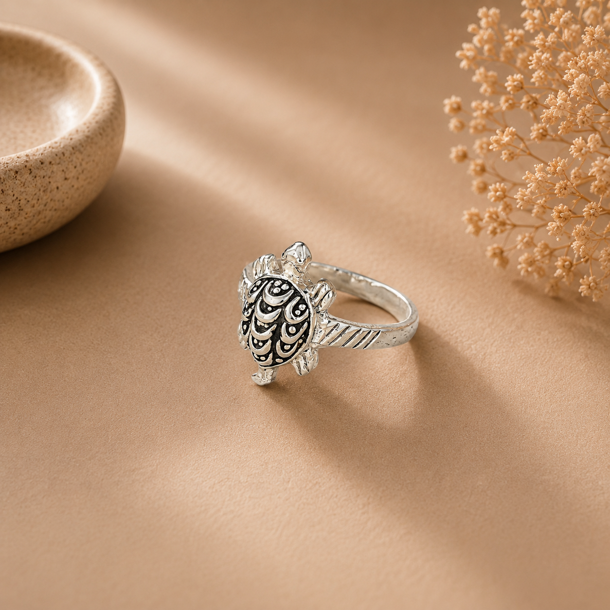 Krish Tribal Turtle Silver Ring For Him