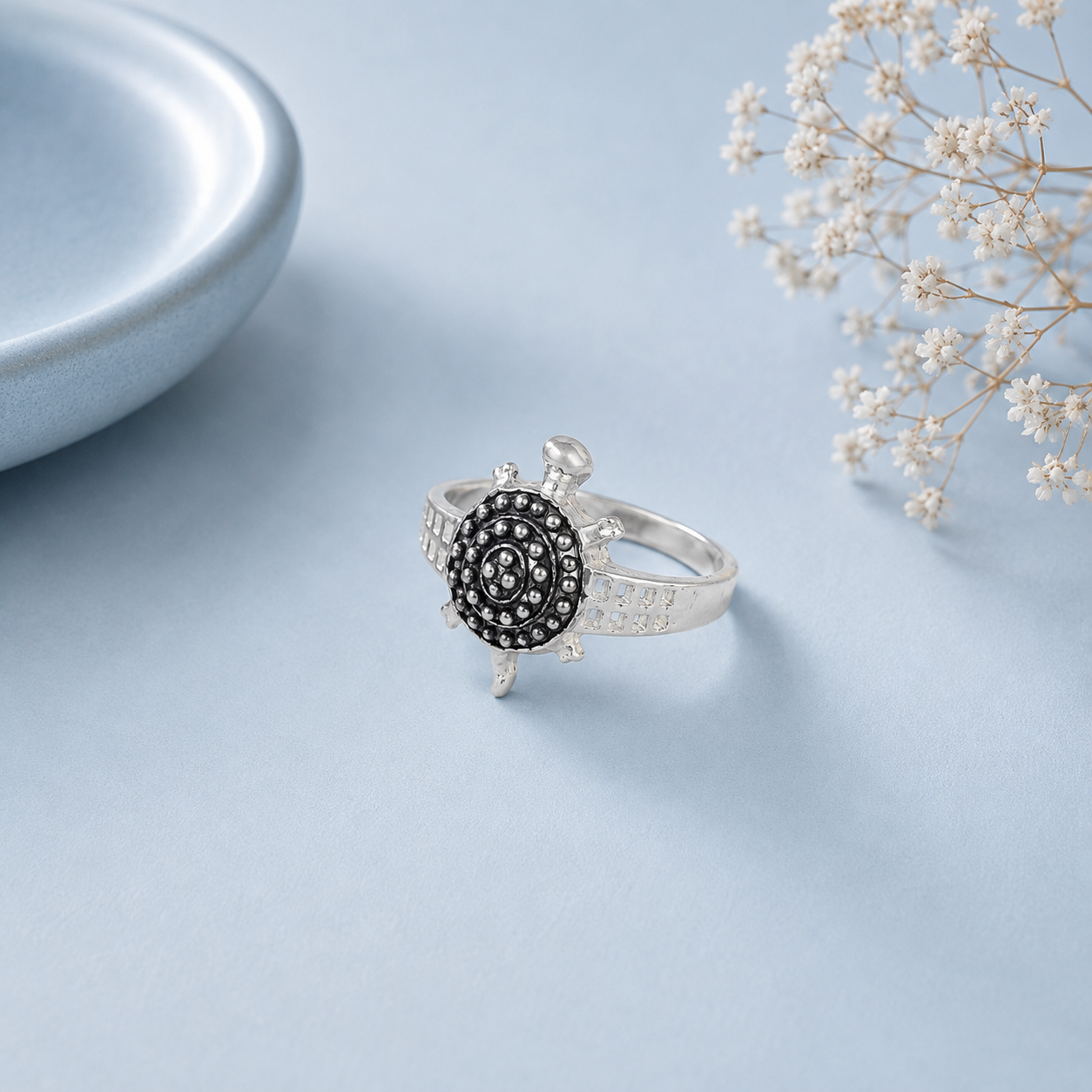 Tribal Turtle Pattern Silver Ring For Him
