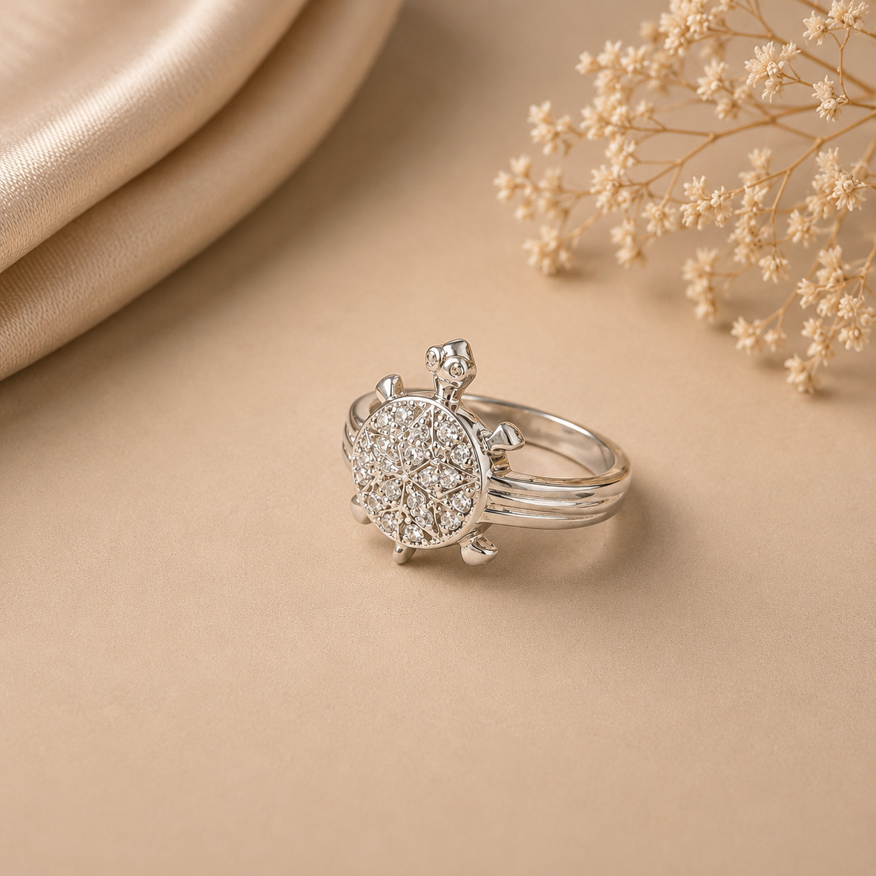 Samar Crystal Turtle Silver Ring For Him