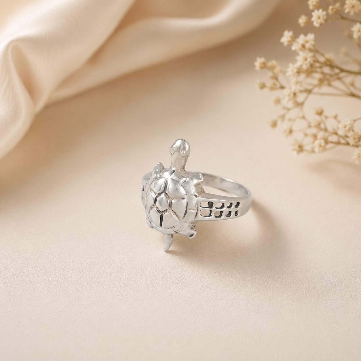 Vivaan Little Turtle Silver Ring For Him