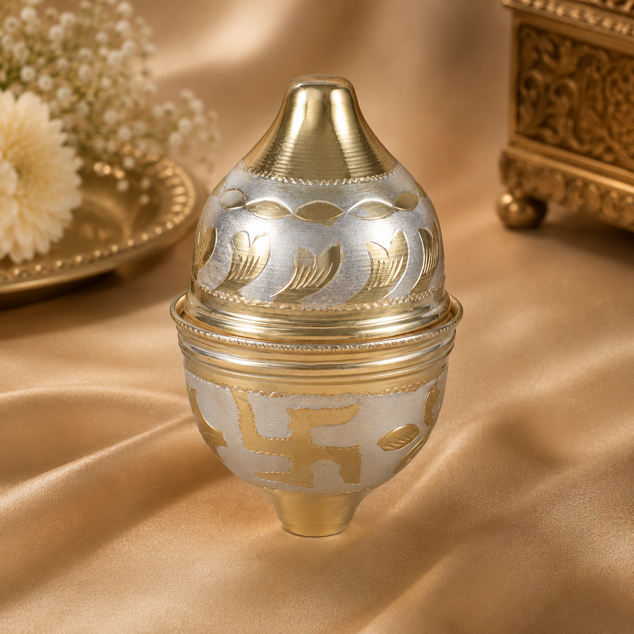 Shree Swastik Silver Nariyal