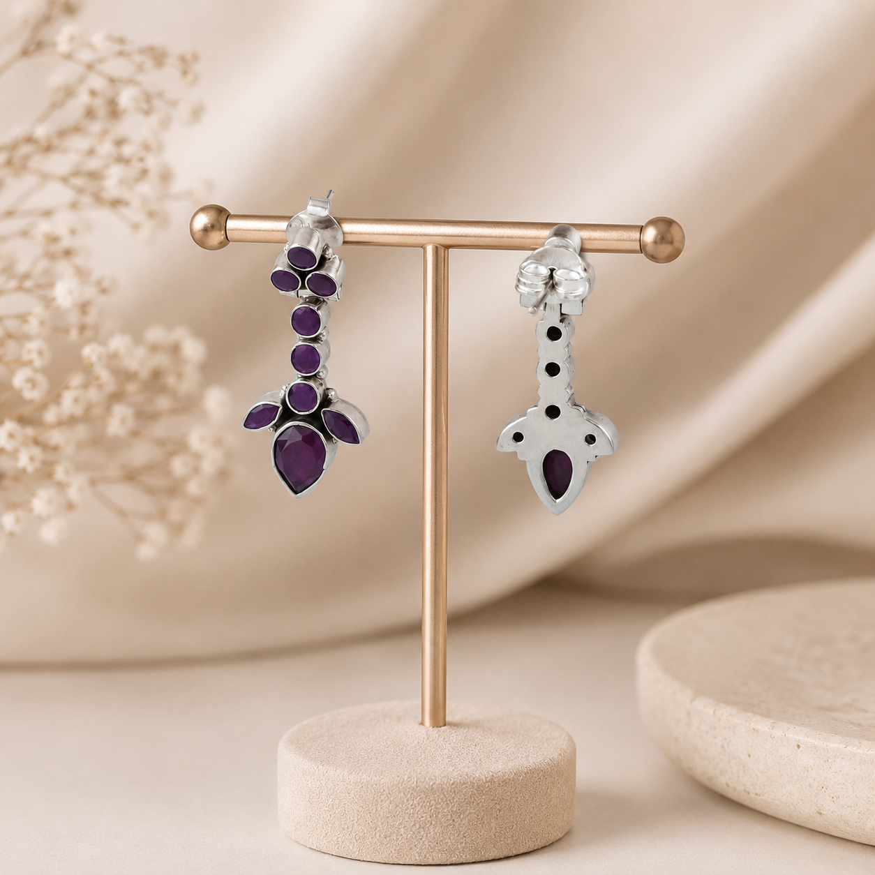 Devanshi Scarlet Shine Silver Earrings