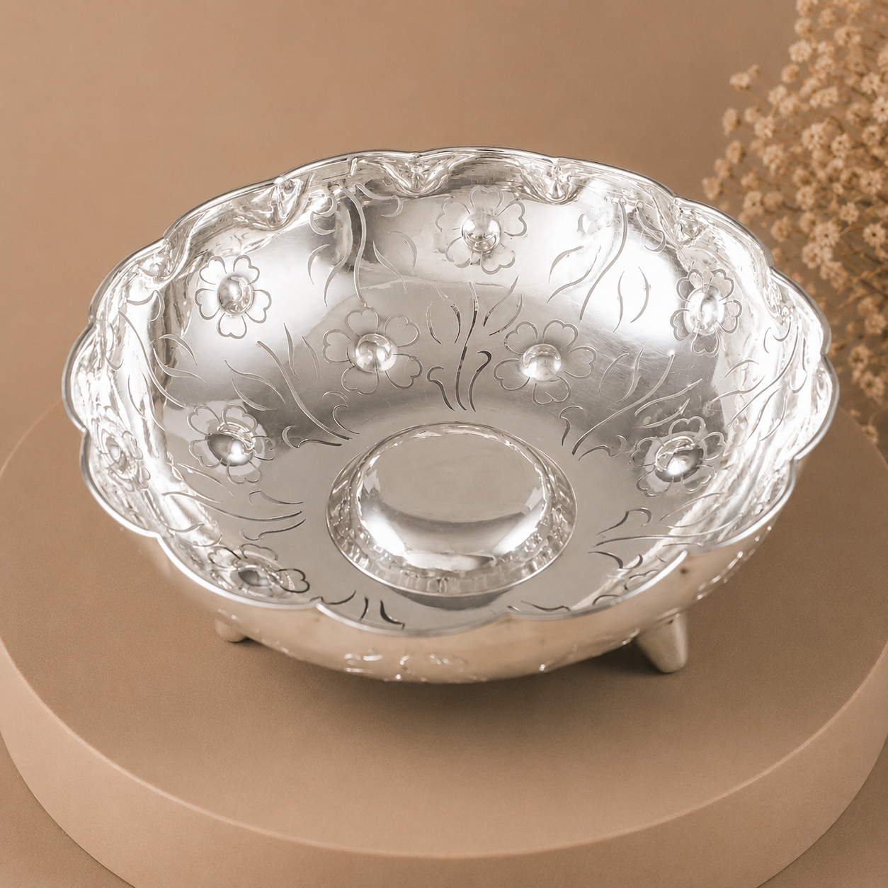 Luxury Flower Silver Bowl