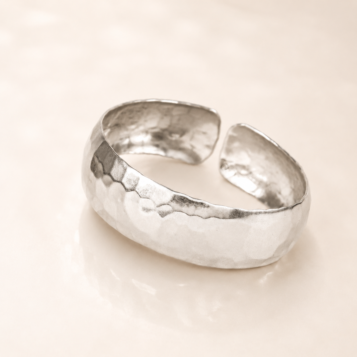 Raw Elegance Silver Cuff Bracelet