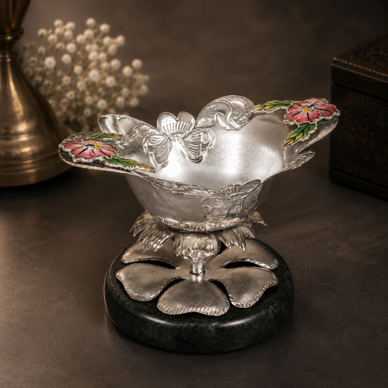 Lotus Charm Silver Bowl