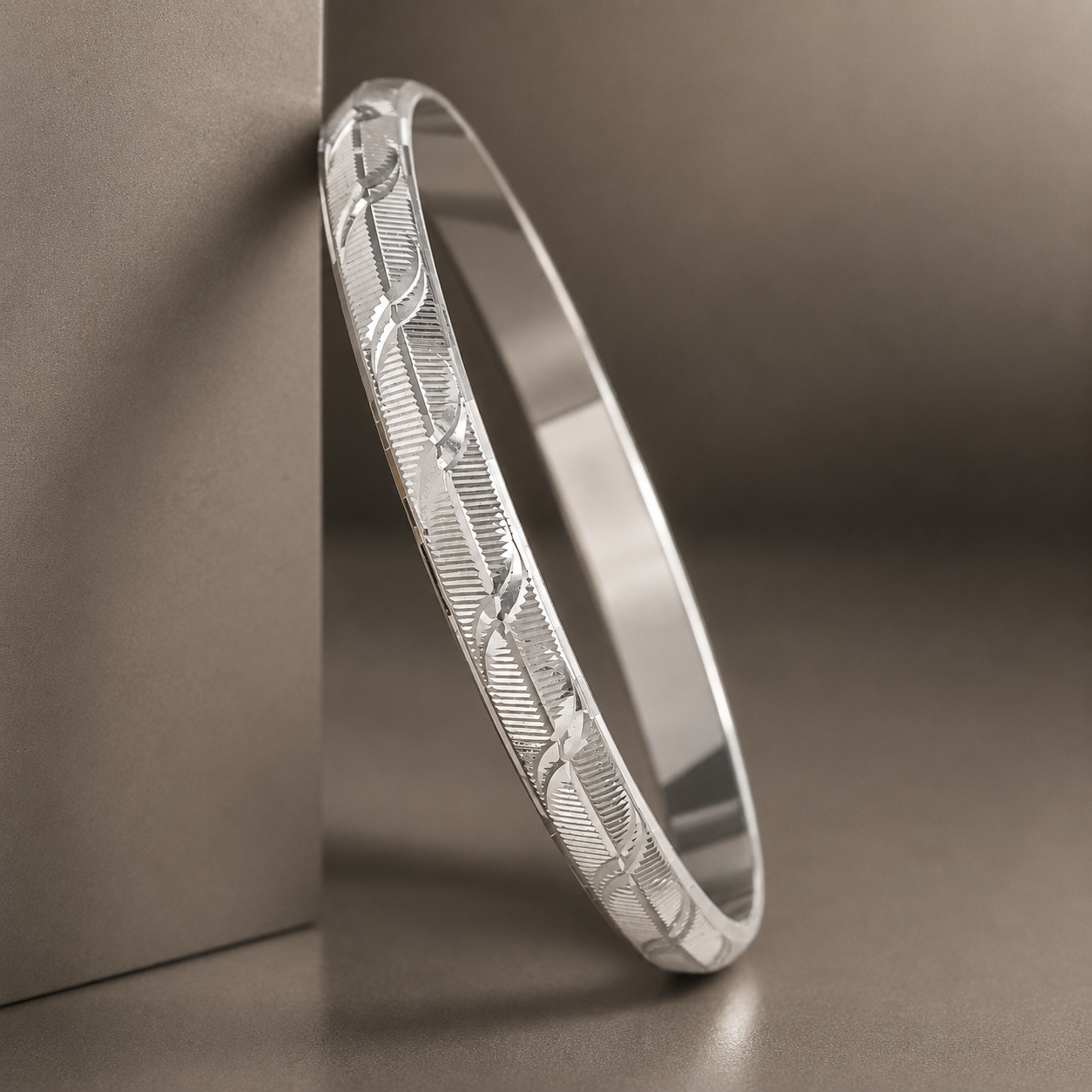 Arjun Wave Line Silver Kada For Him