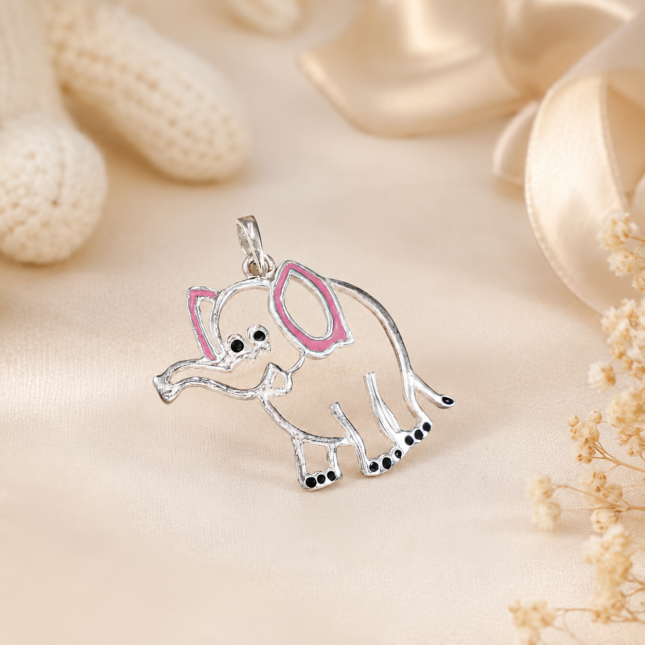 Elephant Silver Pendant For Baby