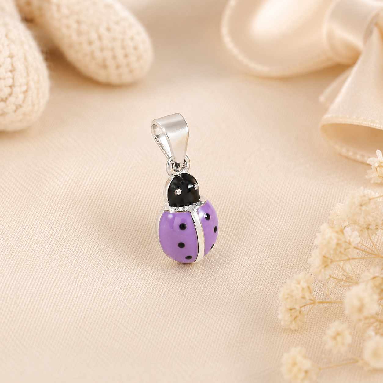 Ladybird Delightful Silver Pendant For Baby