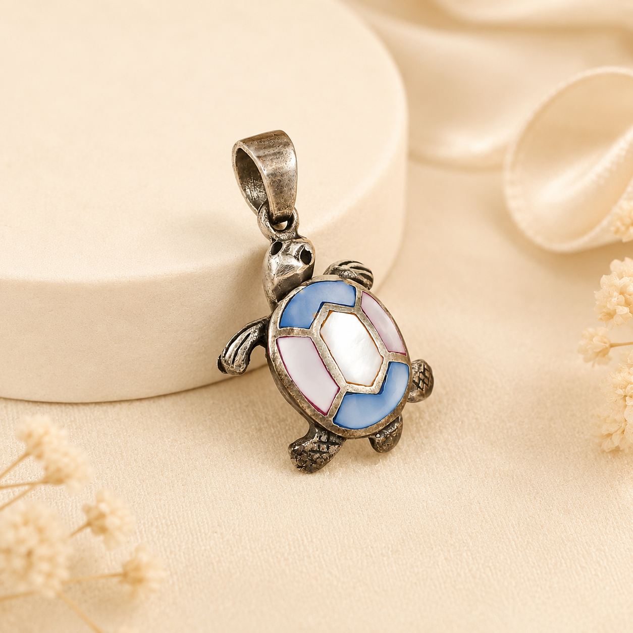 Turtle Ethereal Silver Pendant For Baby
