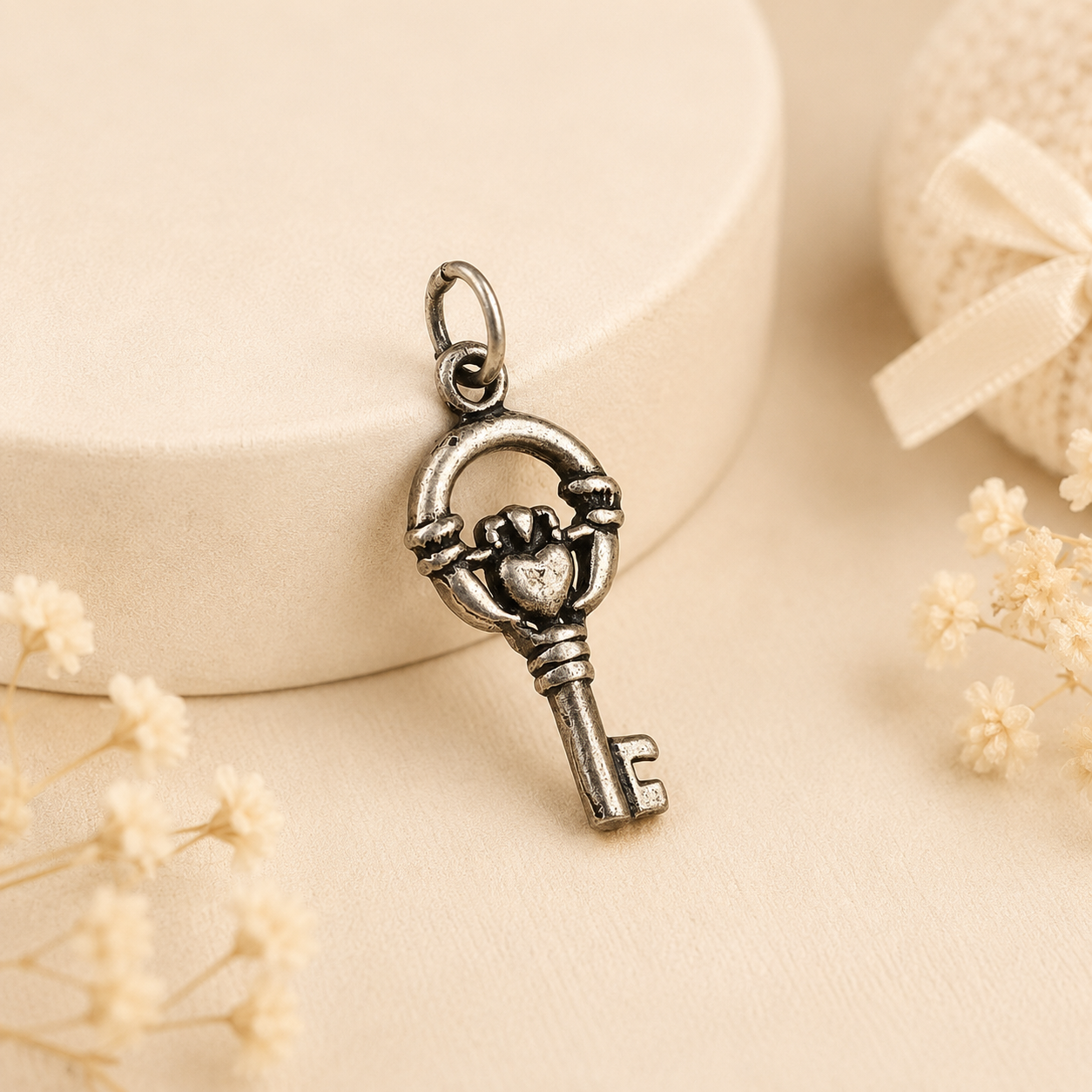 Antique Finish Silver Key Pendant For Baby