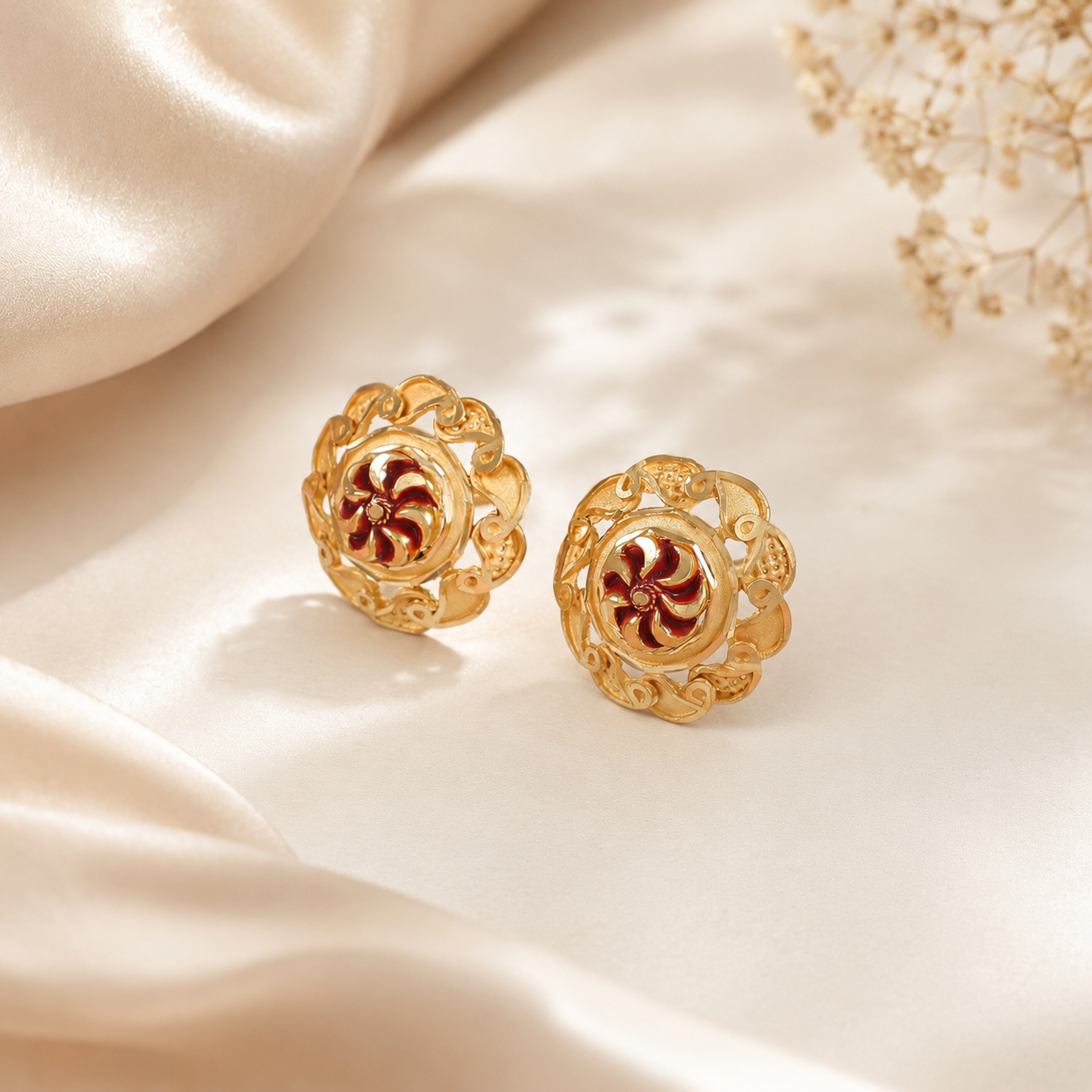 Samaira Swirl Flower Gold Earrings