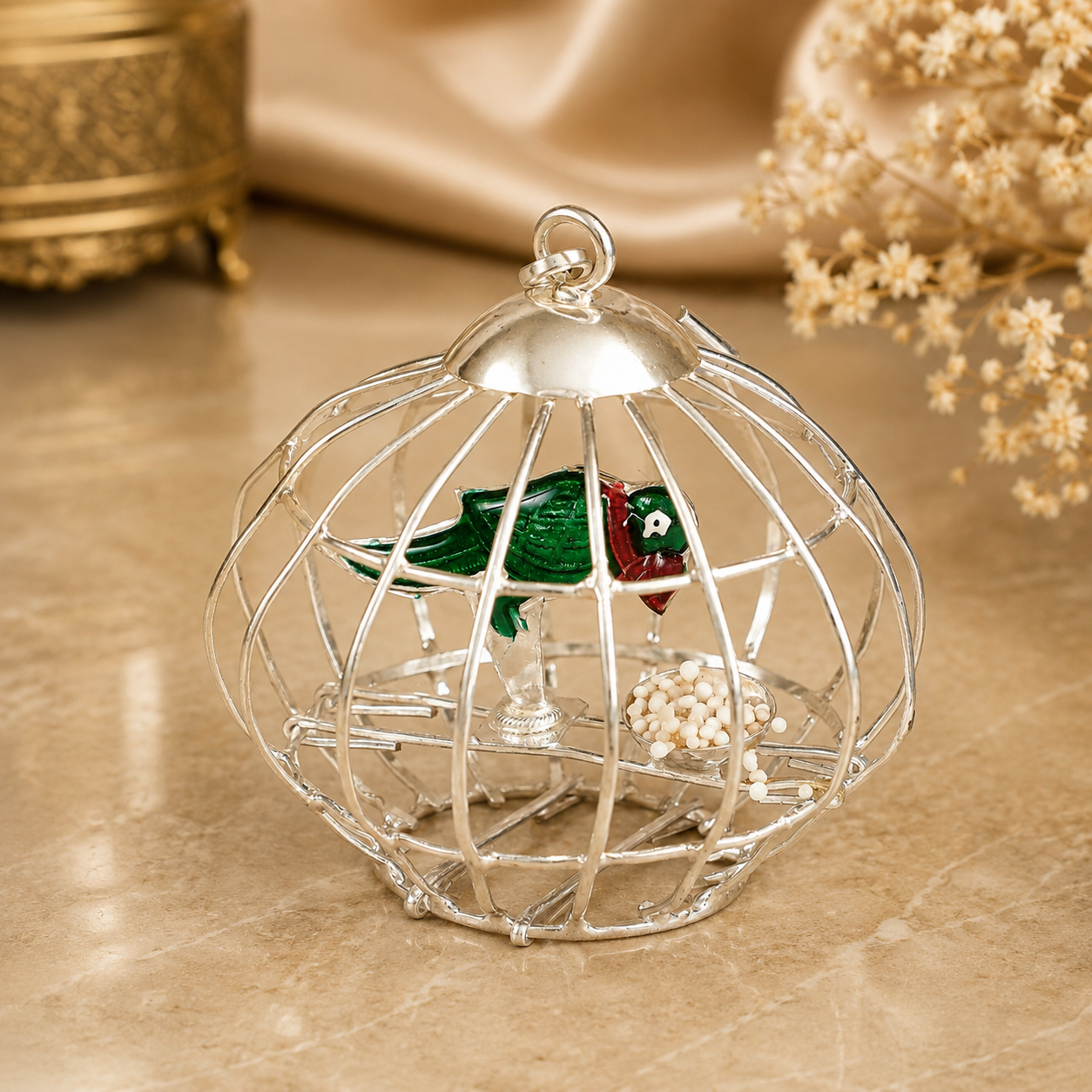 Pretty Silver Parrot Cage