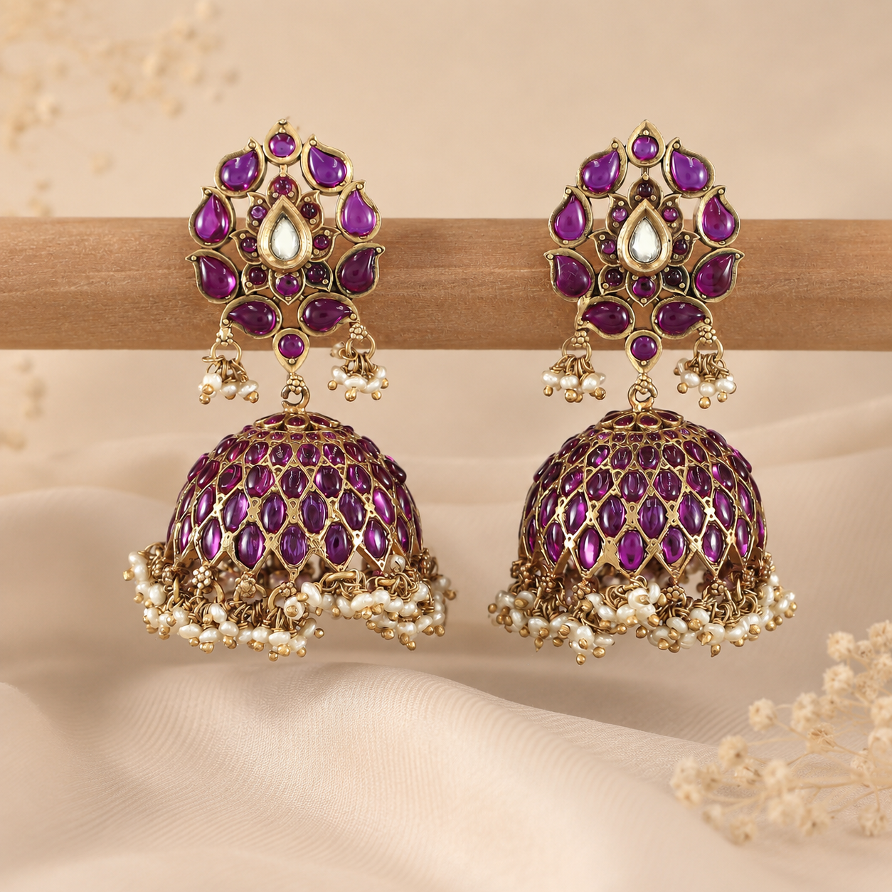 Ruhika Delicate Pearl Silver Jhumki