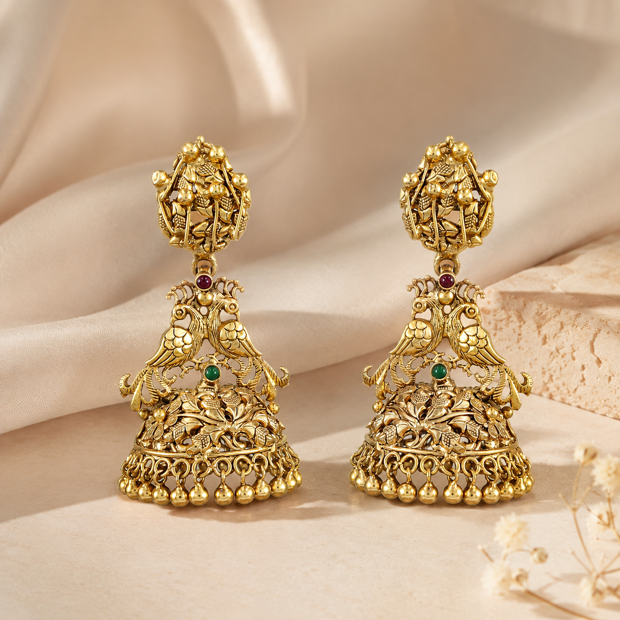 Mayurika Heritage Silver Jhumki