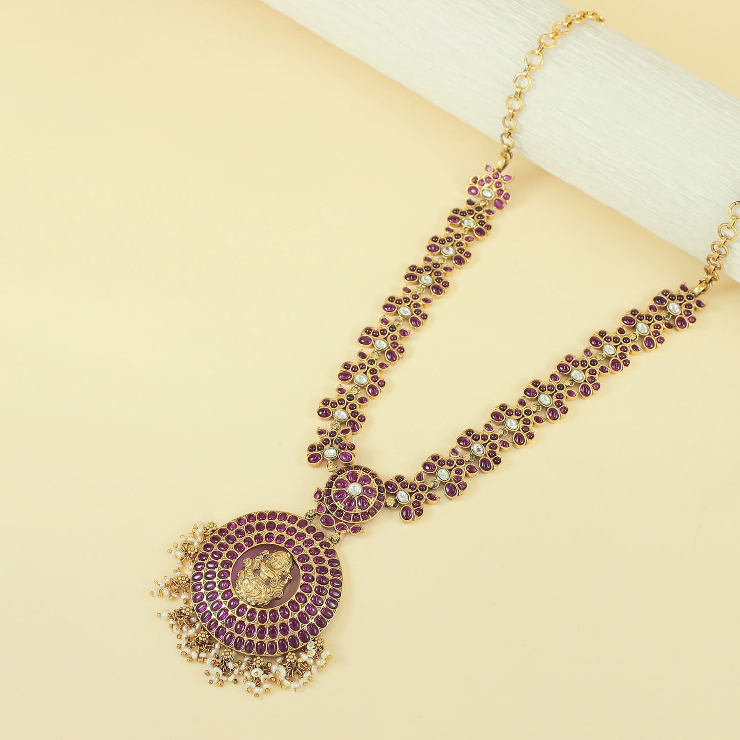 Sharvani Temple Jewellery Design Silver Necklace