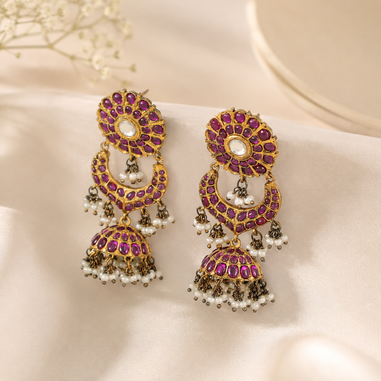 Ruhvika Floral Silver Earrings