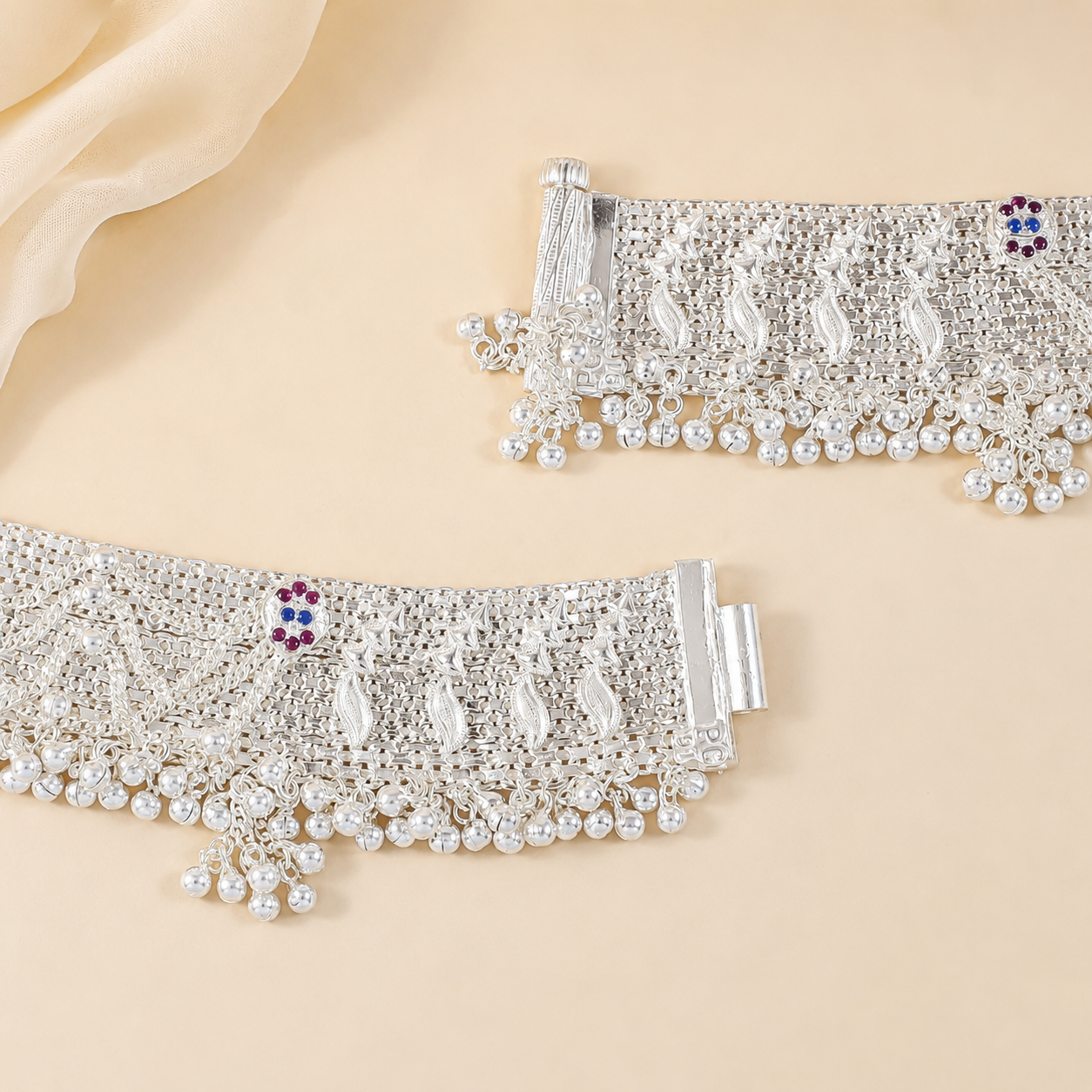 Nitya Shahi Rangrez Silver Anklets