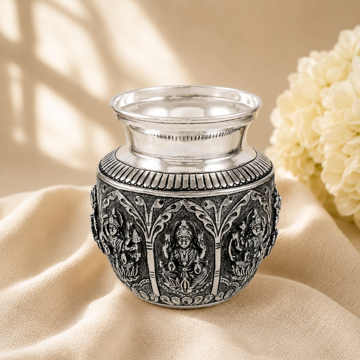 Divine Lakshmi Silver Kalash