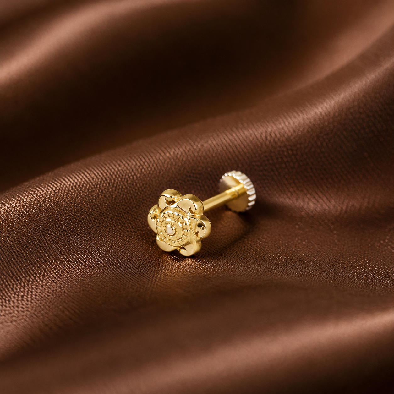 Gauri Radiant Petal Gold Nose Pin