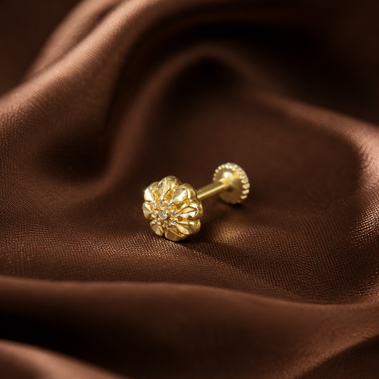 Harshita Floral Design Gold Nose Pin