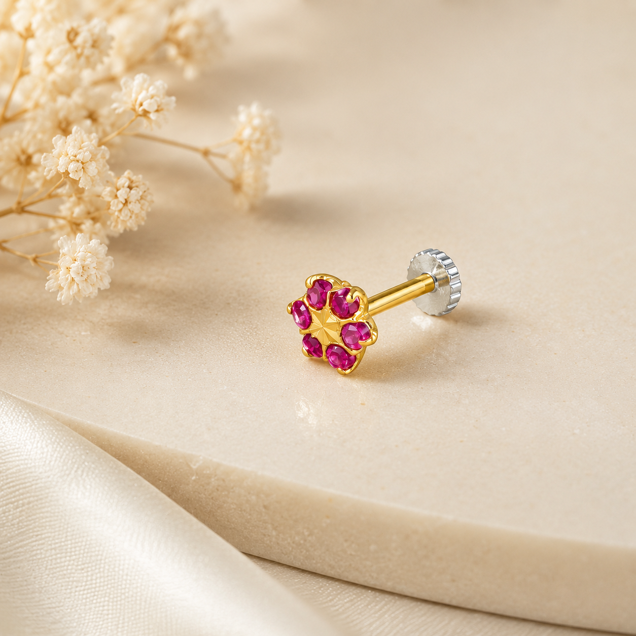 Zara Flower Gold Nose Pin